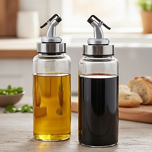 Kit 2 Galheteiro Porta Azeite Vinagre De Vidro Dosador 300ml