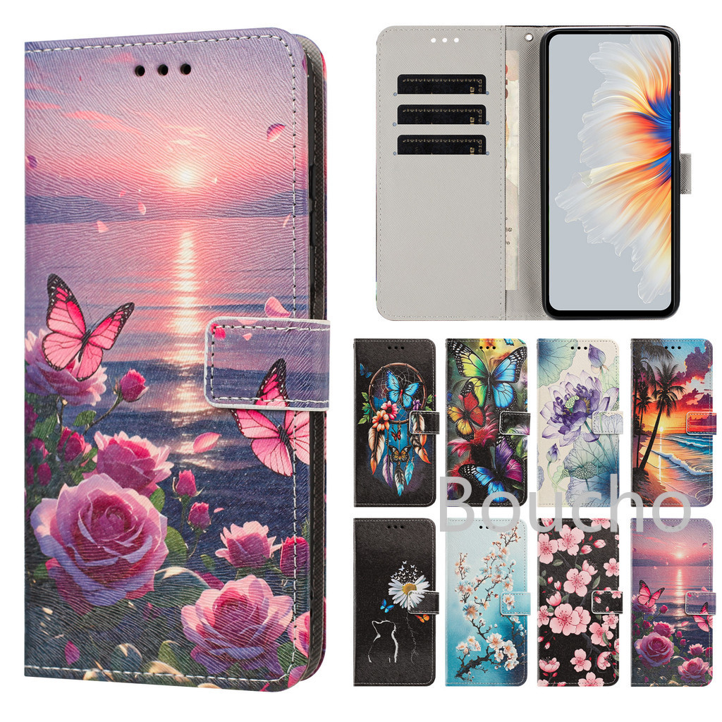 Capa Para Samsung Galaxy A14 A24 A34 A54 A13 A23 A33 A53 A22 A32 A52S A12 A42 4G 5G Rose Bossom Flower Carteira De Couro