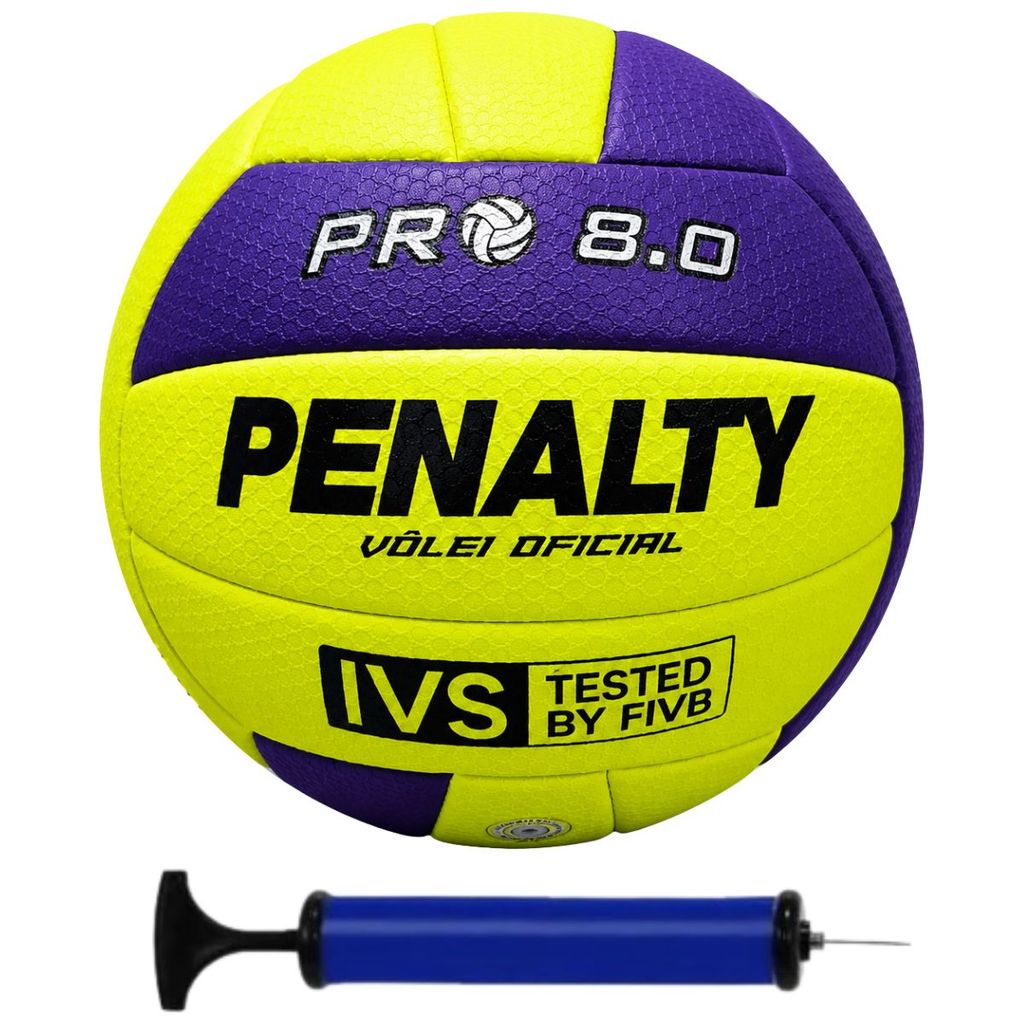 Kit Bola Vôlei Quadra Penalty 8.0 Pro + Bomba de Ar