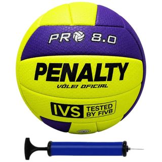 Kit Bola Vôlei Quadra Penalty 8.0 Pro + Bomba de Ar