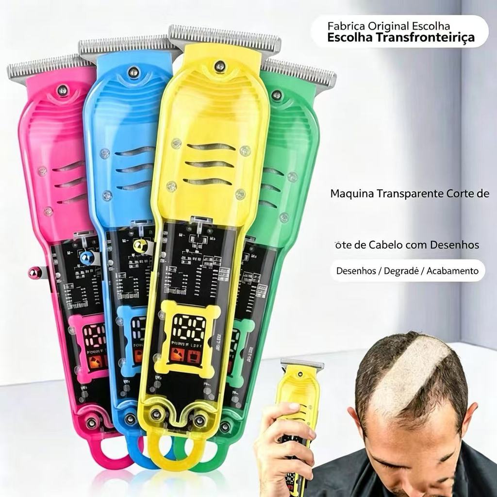 Máquina De Cortar Cabelo Profissional Smart Lcd Barbeador