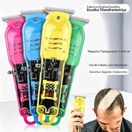 Máquina De Cortar Cabelo Profissional Smart Lcd Barbeador Elétrico Transparente Sem Fio Para Homens
