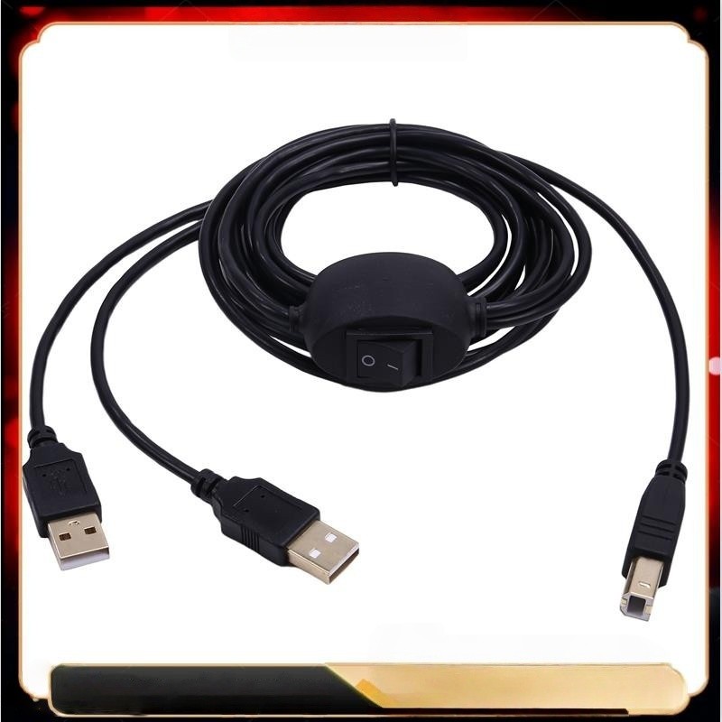 Cabo USB A para B Macho 2 em 1 para Impressoras HP, Canon, Samsung, Divisor para