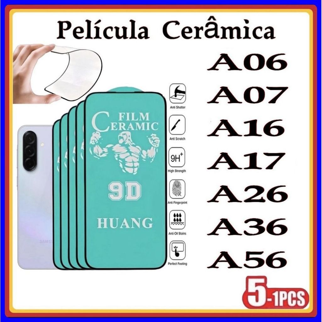 Película de Cerâmica 9D Gel Hidrogel Flexíve Samsung A06 A07 A16 A17 A26 A36 A56 2k25