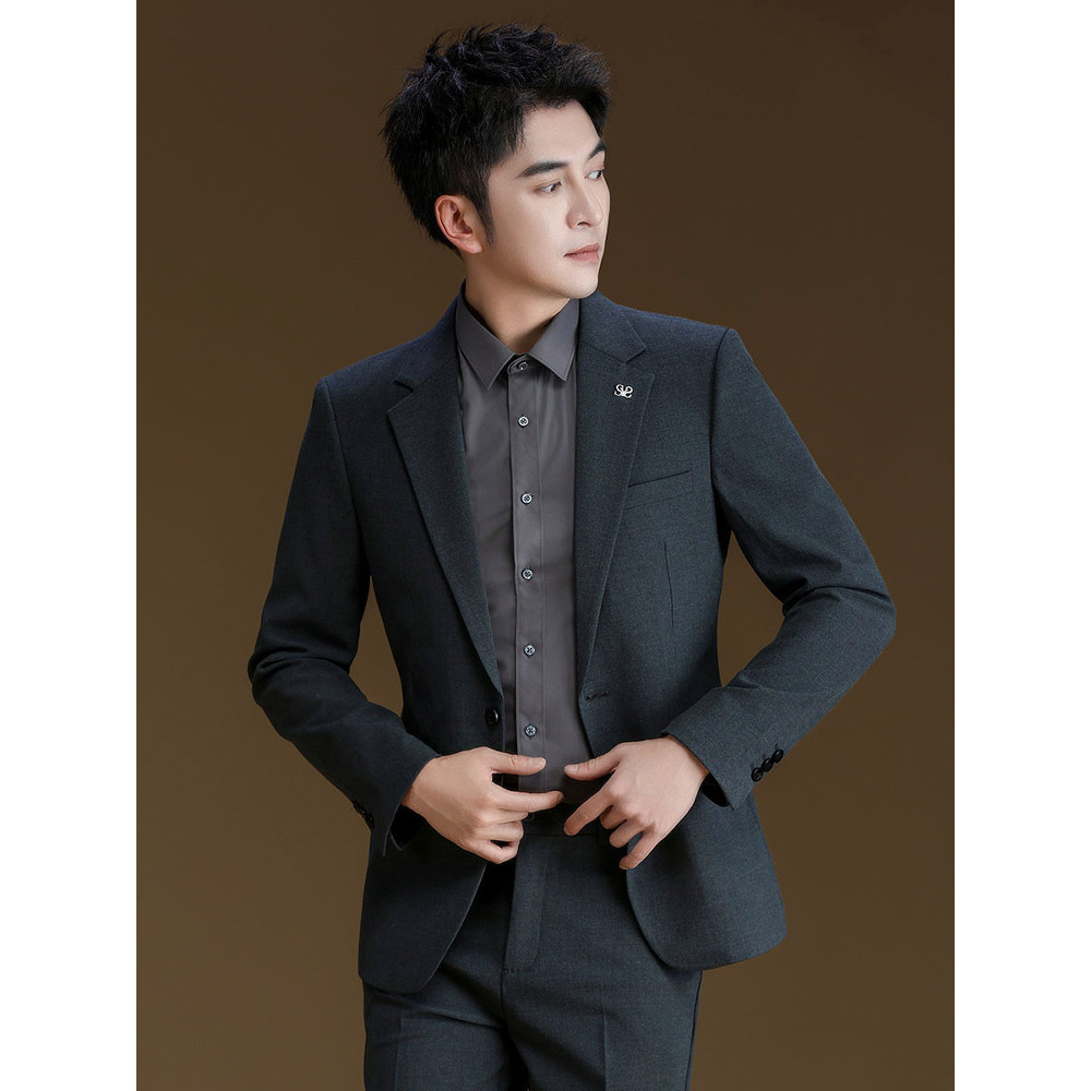 POWO terno masculino primavera outono negócios Casual terno Formal não-ferro fino-ajuste noivo padrinhos terno vestido d