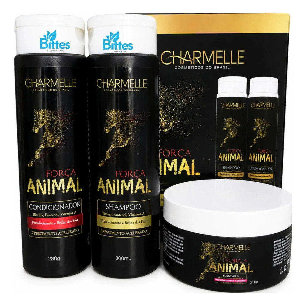 Kit Crescer cabelo Força Animal Charmelle Fortalecimento Crescer