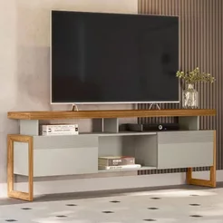 Rack para TV até 70 Polegadas MDF 180cm Portas de Correr Esmeralda Branco