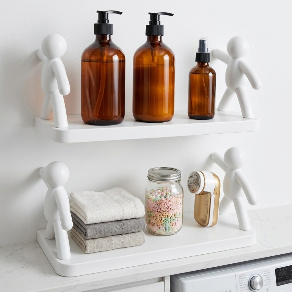 Suorte de Parede Boneco Organizador Plastico Resistente Multiuso Quarto Escritorio Decoracao Porta Objetos Branco