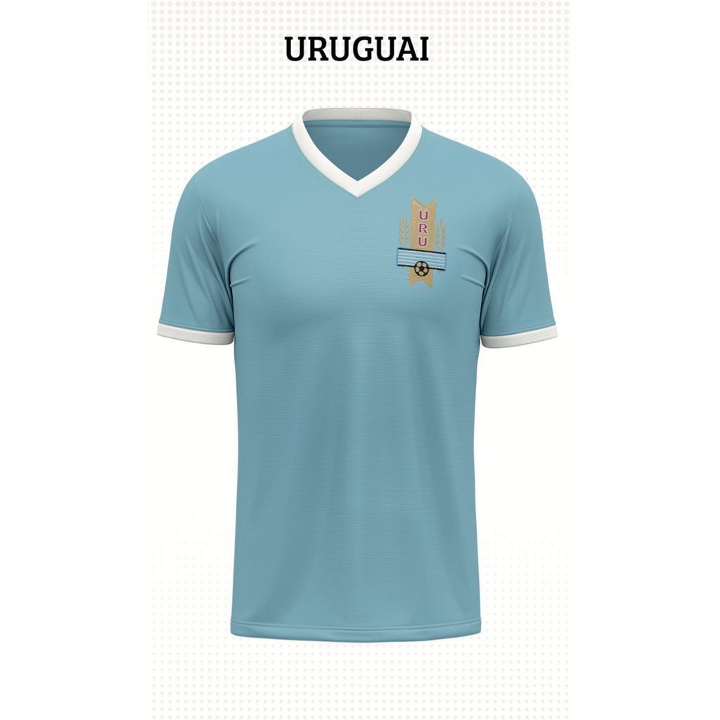 Camisa Uruguai Retro Time Seleção Mundial Licenciada Futebol La Celeste 1950