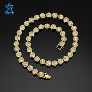 Sinth Novo Brilhante Redondo Strass Hip Hop Tênis Corrente Pulseira Nelace Conjunto Para Mulheres Homens Jóias Presente 