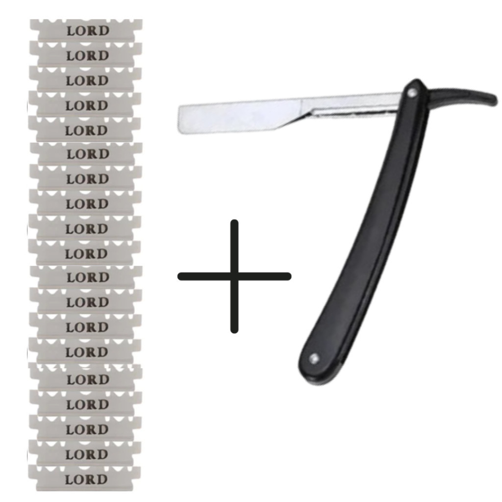 Kit Navalha + 30 Lâminas Aço Inox Platinum