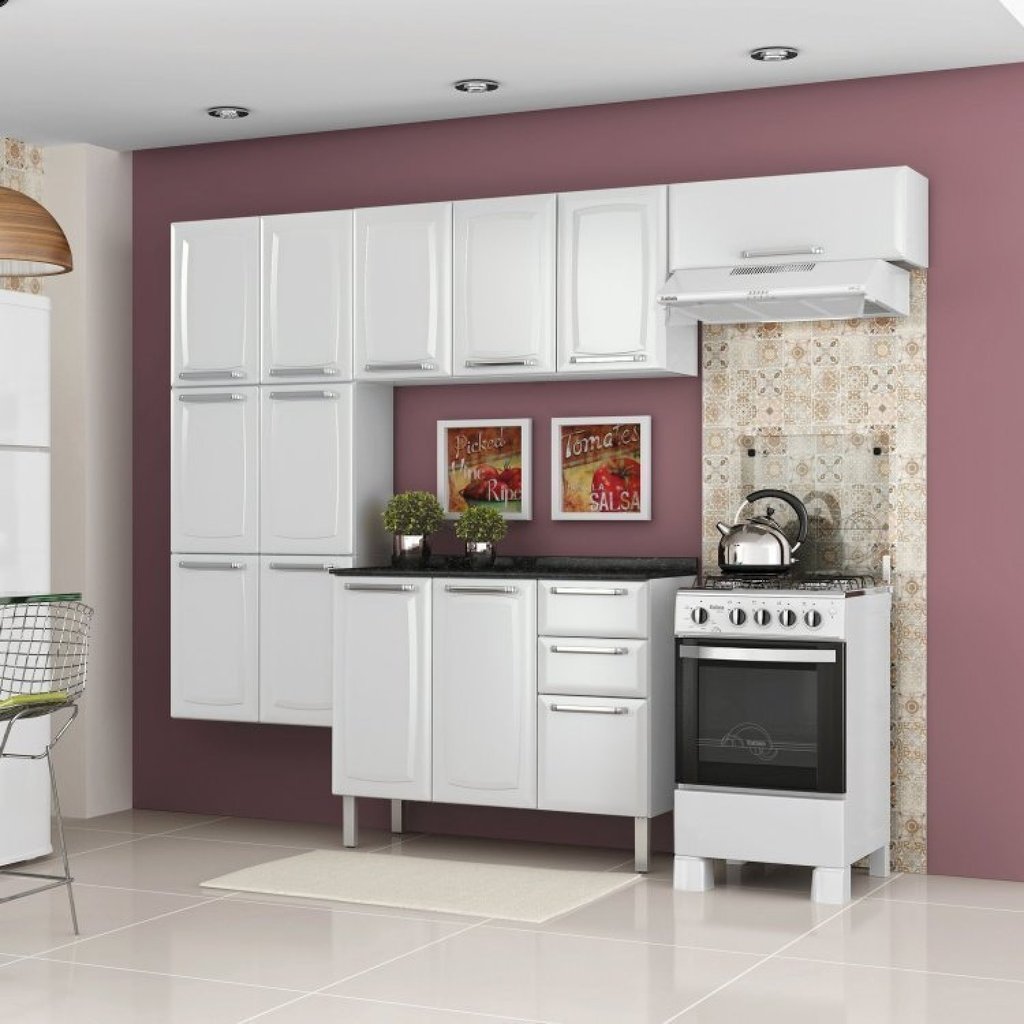 Cozinha Completa Modulada 4 Peças 13 Portas 2 Gavetas Luce Itatiaia Branco