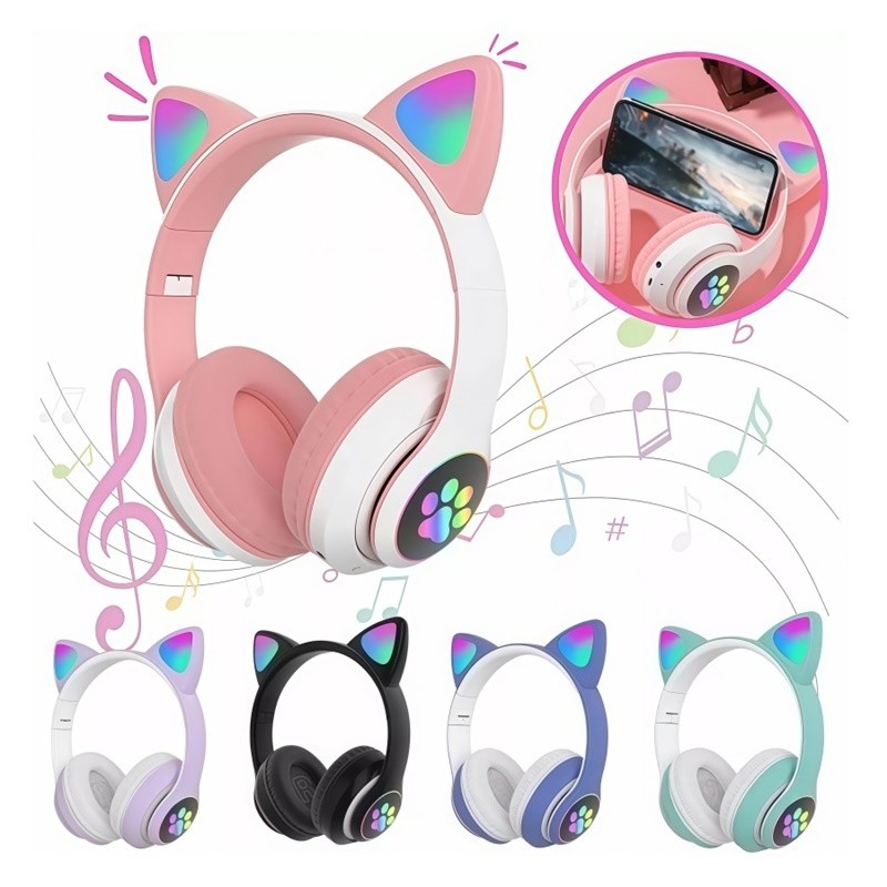 Fone Gato Fone De Ouvido carinha Sem Fio Bluetooth Com Orelhas De Gato AIRER.BR