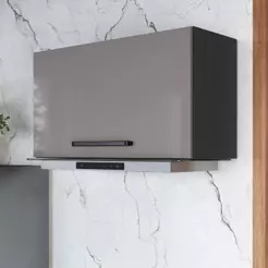 Armário Aéreo Modulado Para Geladeira Fidelitá Mônaco 80cm 1 Porta Basculante Chumbo/Titânio