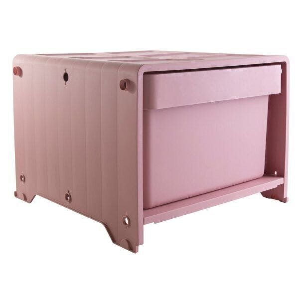 Gaveteiro Plástico 1 Gaveta Kz Container Rosa/Branco/Vermelho Calla Rose