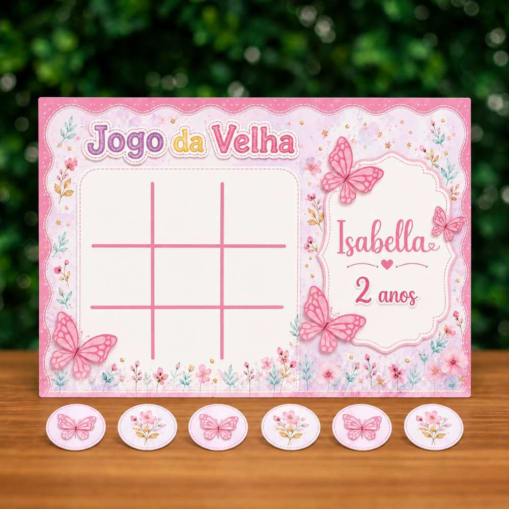 Lembrancinha Personalizada Jogo da Velha Jardim das Borboletas / Lembrancinha de Aniversário Personalizada Borboletas