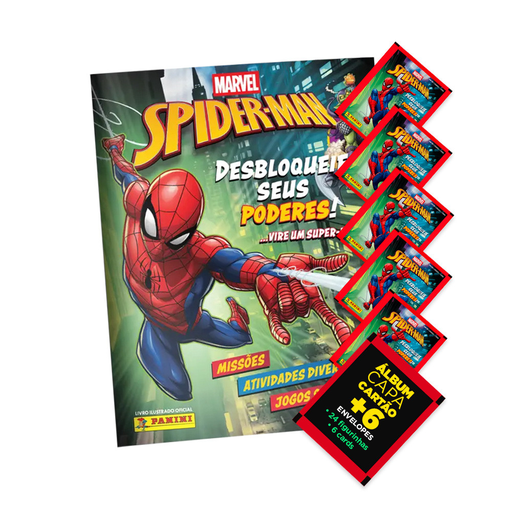 Homem-Aranha Kids Álbum+6 Envelopes(24 Figurinhas+6 Cards) - Marvel - Oficial Panini