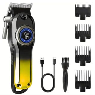 Máquina Barbeador Maquininha De Cortar Cabelo Profissional Sem Fio Display LED USB Barba Acabamento