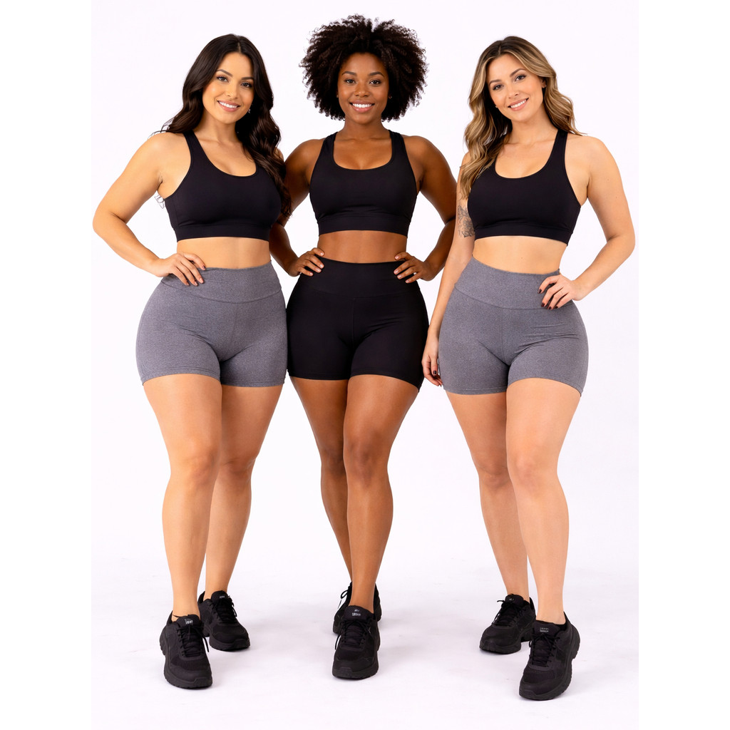 Kit 3 Shorts Legging Academia Esporte Fitness Não fica Transparente Confira