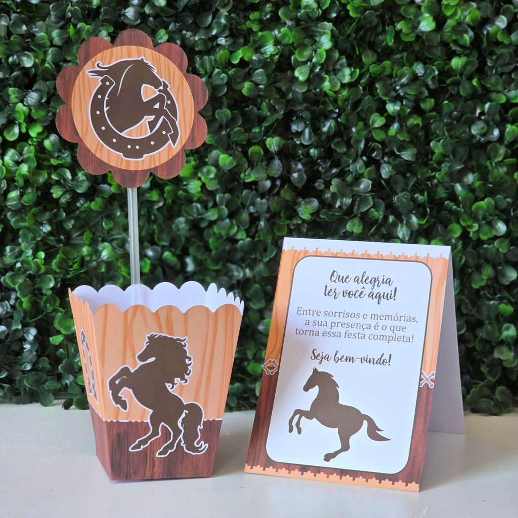 Centros de mesa + Plaquinhas CAVALO COWBOY festa infantis lembrancinhas de aniversario mimo decoração personalizados