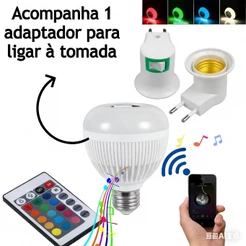 Lampada Bluetooth Com Led Rgb Musica 12w + Controle Remoto- com Socket Padrão