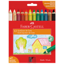 Giz de cera Ecogiz com 12 cores 141412 Faber-Castell