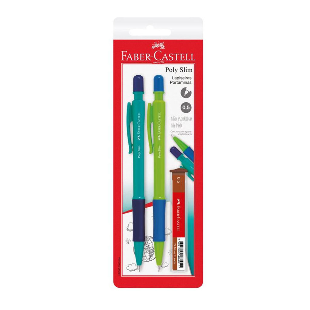 Lapiseira 0.5mm Poly Slim Azul e Verde SM/05SLIMAV\233553 com 2 unidades Faber-Castell