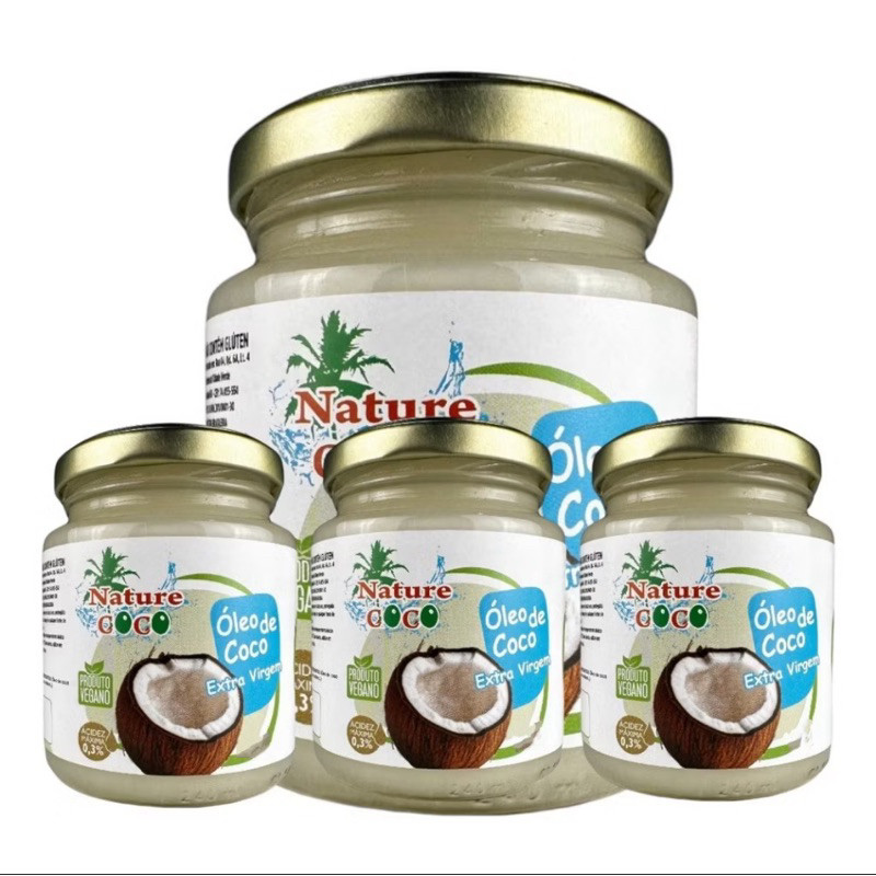 kit Com 4 Unidades Óleos de Côco Extra Virgem 200ML cada - Nature Coco