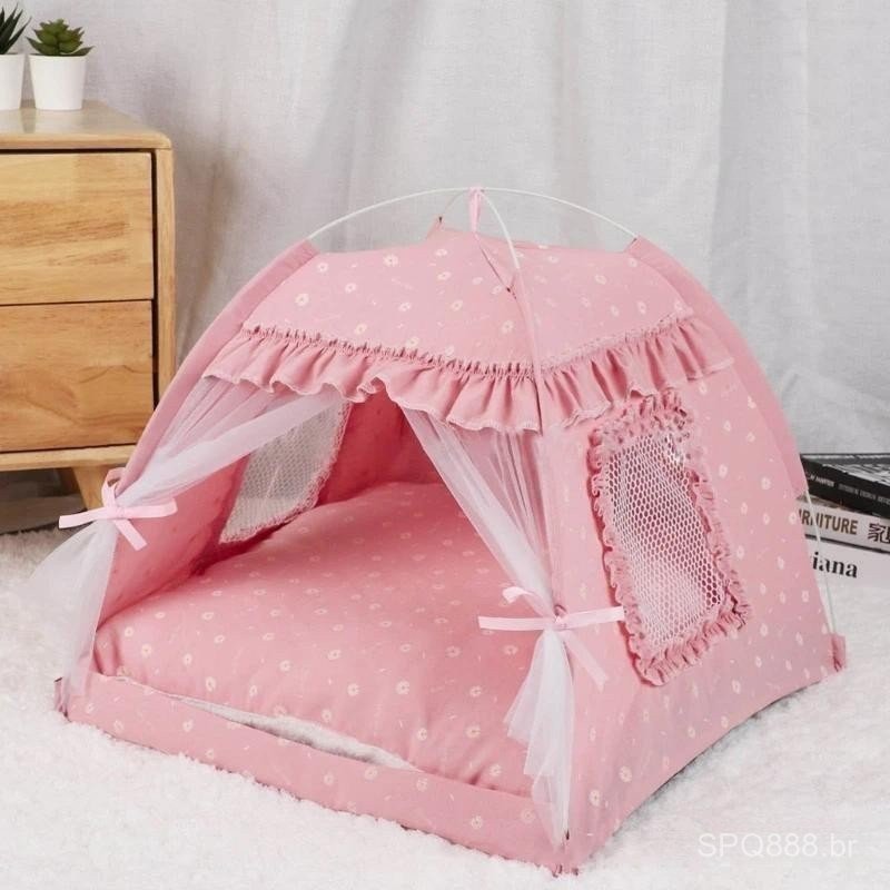 Cama De Barraca Para Animais De Estimação Cães Pequenos E Gatos , Condomínio Semifechado , Caverna De Verão Com 2 Almofa