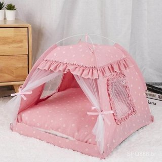 Cama De Barraca Para Animais De Estimação Cães Pequenos E Gatos , Condomínio Semifechado , Caverna De Verão Com 2 Almofa