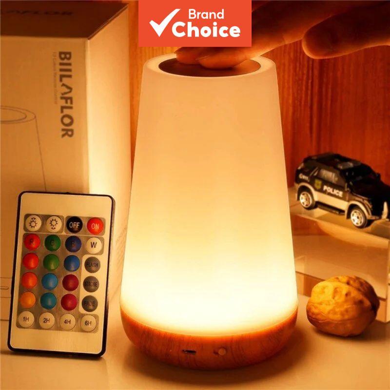 SAIMILI Luminária Noturna RGB Muda de Cor Controle Remoto Toque Regulável Portátil Mesa Cabeceira USB Recarregável