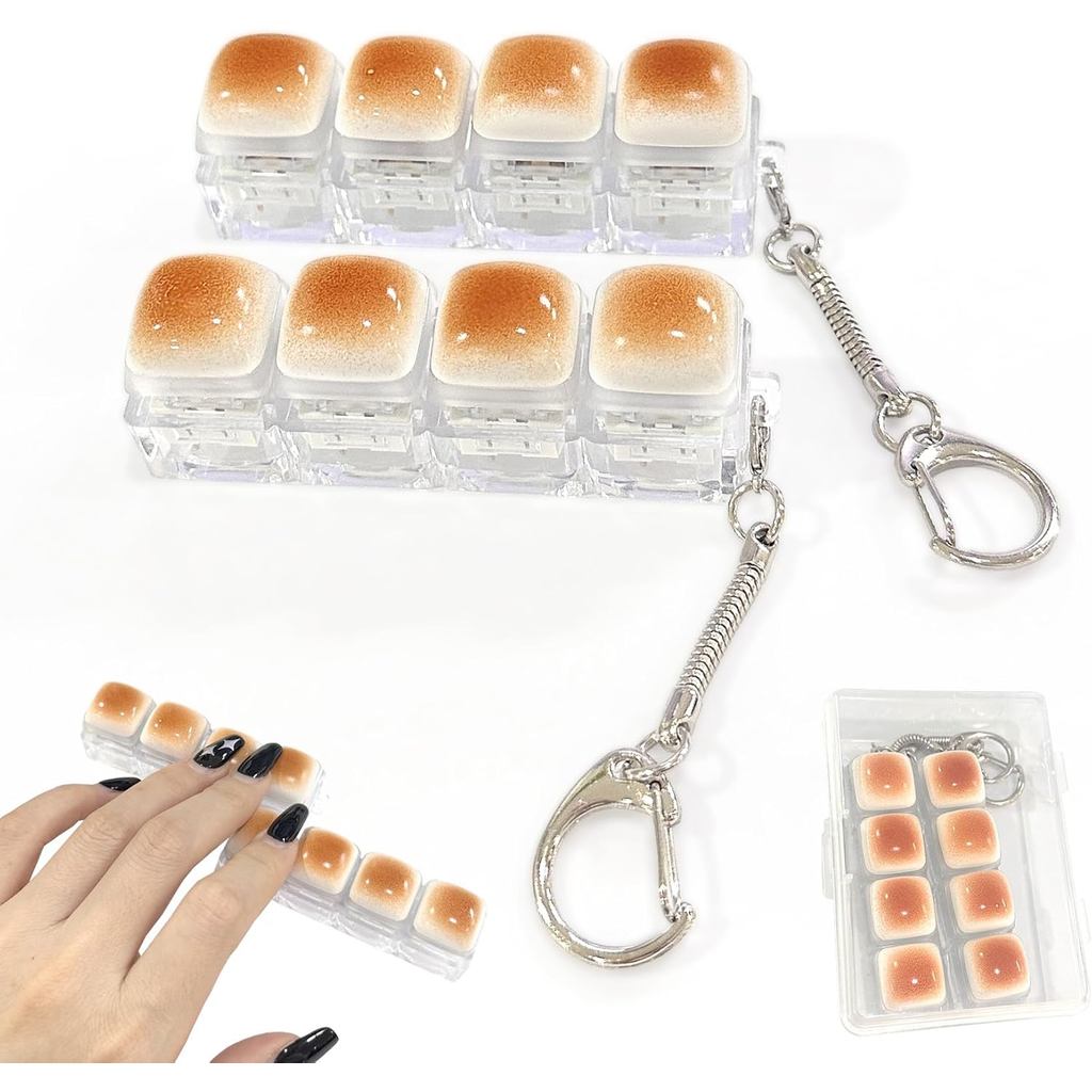 2 Peças Brinquedo Anti-estresse Teclado Caramel Bread – Som Nítido, Chaveiro Clicker Anti-estresse, Brinquedos Silencios