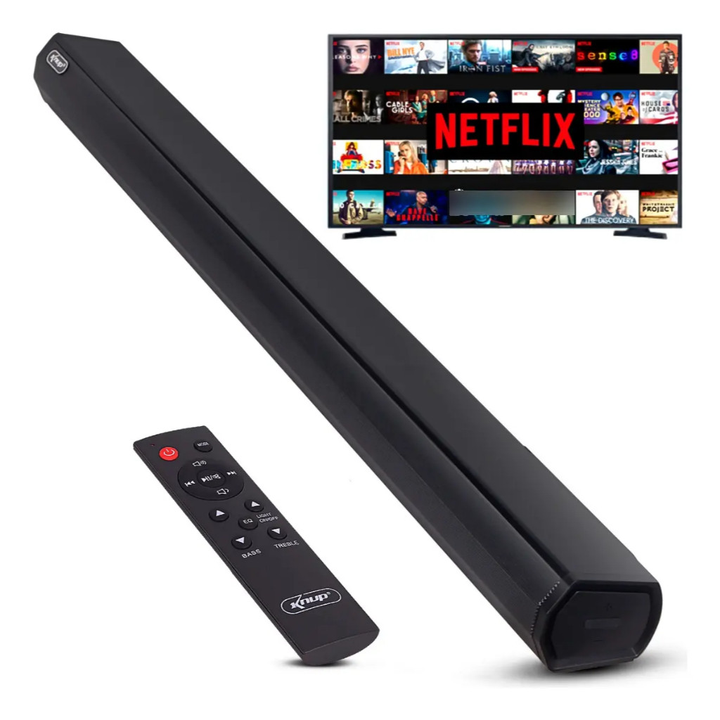 Caixa De Som Soundbar 60W RMS Bluetooth HDMI Óptico RCA 4 Alto-falantes 2" TV Home Theater