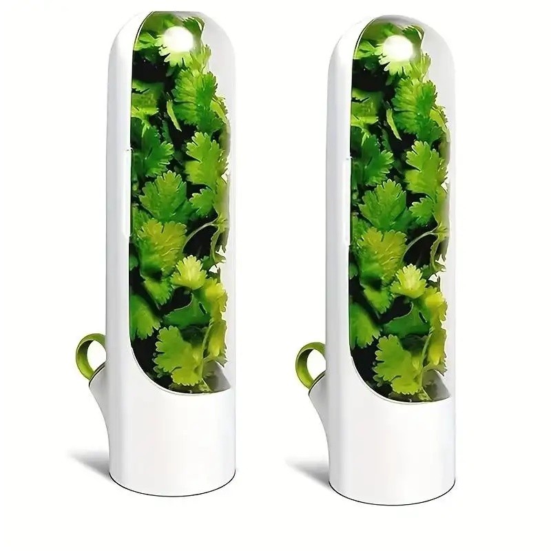 (Conjunto de 2) Recipientes Herméticos para Ervas - Potes Transparentes para Armazenamento de Coentros, Hortelã e Salsa 