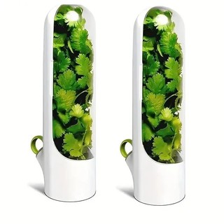 (Conjunto de 2) Recipientes Herméticos para Ervas - Potes Transparentes para Armazenamento de Coentros, Hortelã e Salsa 