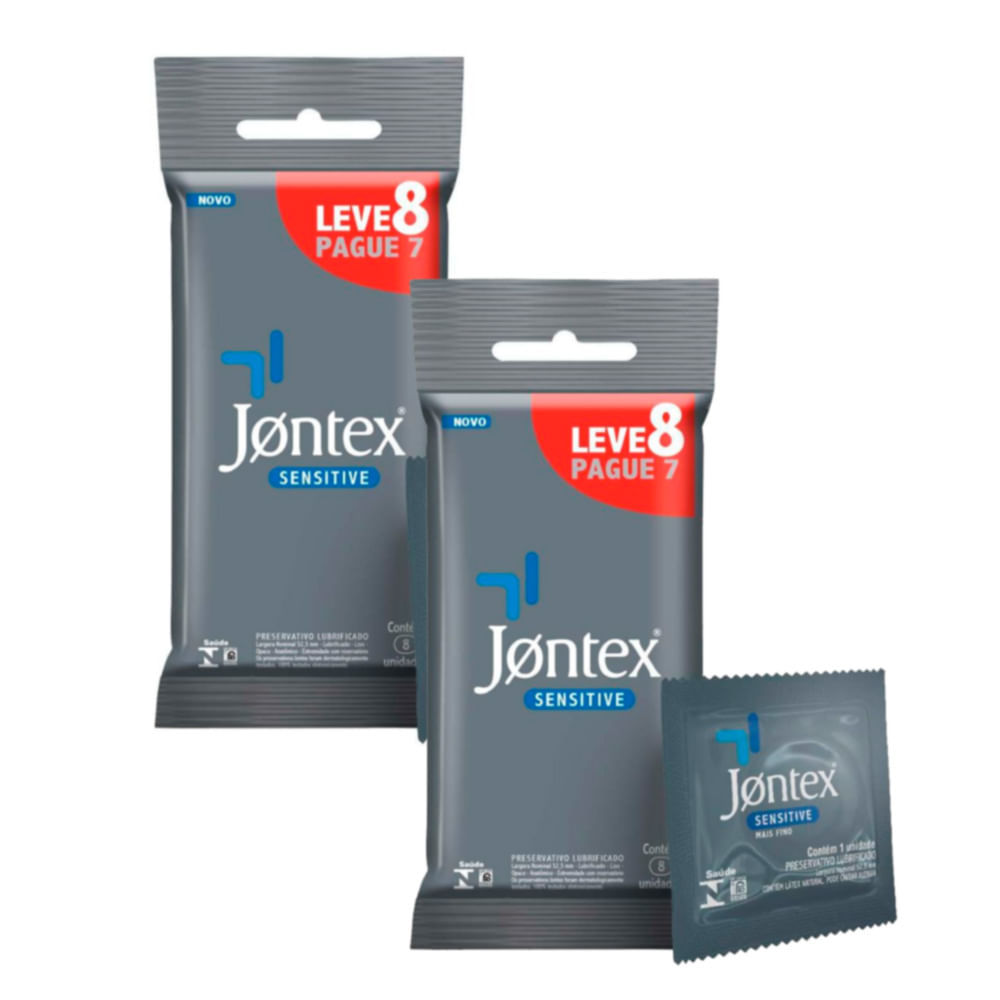 Kit 2 Preservativo Jontex Sensitive Leve 8 Pague 7 Unidades
