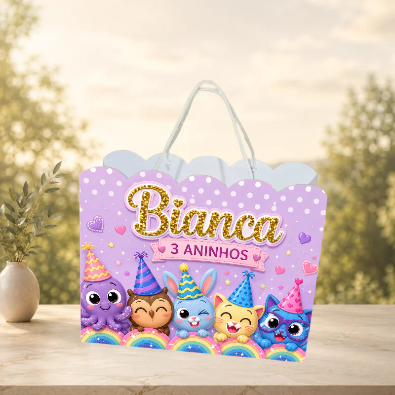 Sacolinha Bolofofo Menina Personalizada com Nome e Idade  Pegue e Monte  Lembrancinha de Aniversário  Festa Infantil