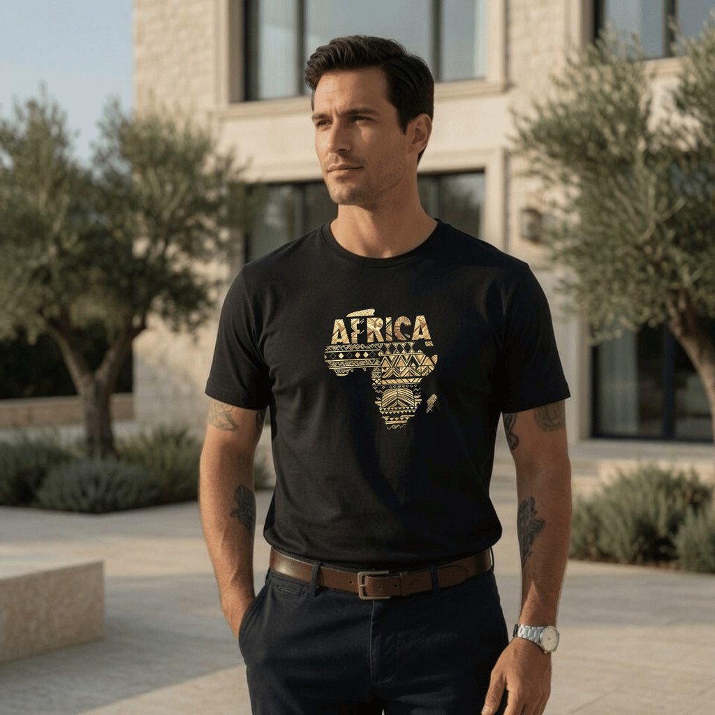 Camiseta Masculina Estampada  Africa Mapa 100% Algodão Premium Camisa Blusa Homem Academia Confortavel Plus Size