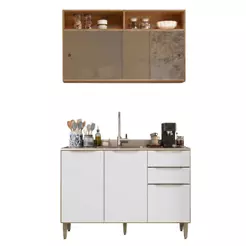 Armário de Cozinha com Balcão para Pia Reflecta 5 Portas 2 Gavetas 100% MDF Clara