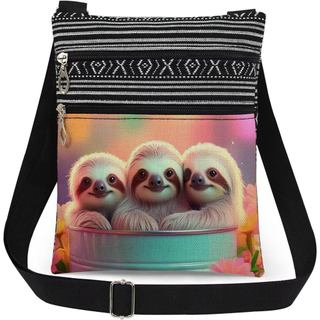 Bolsa Transversal com Estampa de Preguiças, Presente de Aniversário, Feriado, Natal para Mulheres, Homens, Irmãs, Amigos