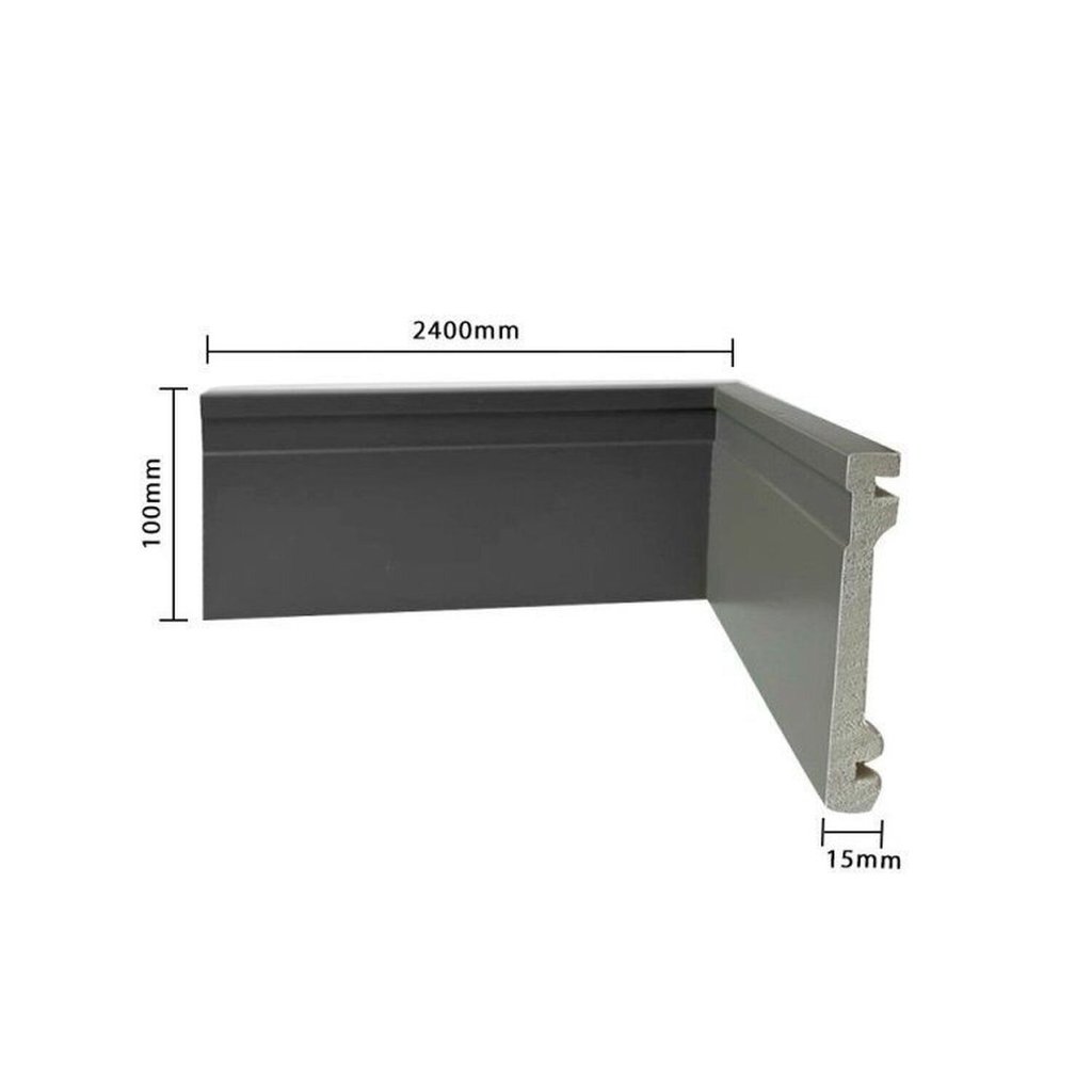 Kit 12m Linear Rodapé de Poliestireno Frisado 10CMX2,40m Cinza Casa Grassi Cinza Frisado — imagem 2 de 2