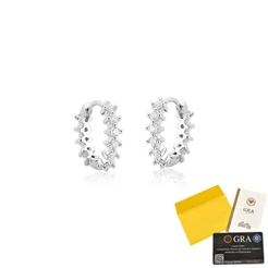 Brinco Moissanite de Prata 925 Argola Cravejada com 0,34ct