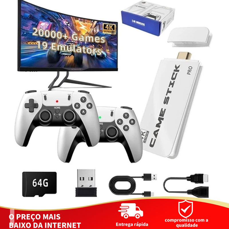 2025 NEW Video Game Stick M15 Plus 4k 64gb Hdmi With 2 Wired Controllers + 20,000 Moby Games