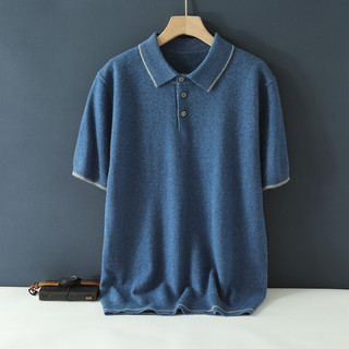 Camiseta masculina de manga curta de caxemira de tecido fino lapela gola POLO 100% caxemira pura masculina meia manga mo