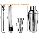 Kit bartender com coqueteleira inox, 4 peças