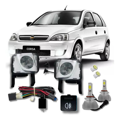 Kit Farol Milha Corsa Montana Meriva 2003 A 2012 + 4 Brindes