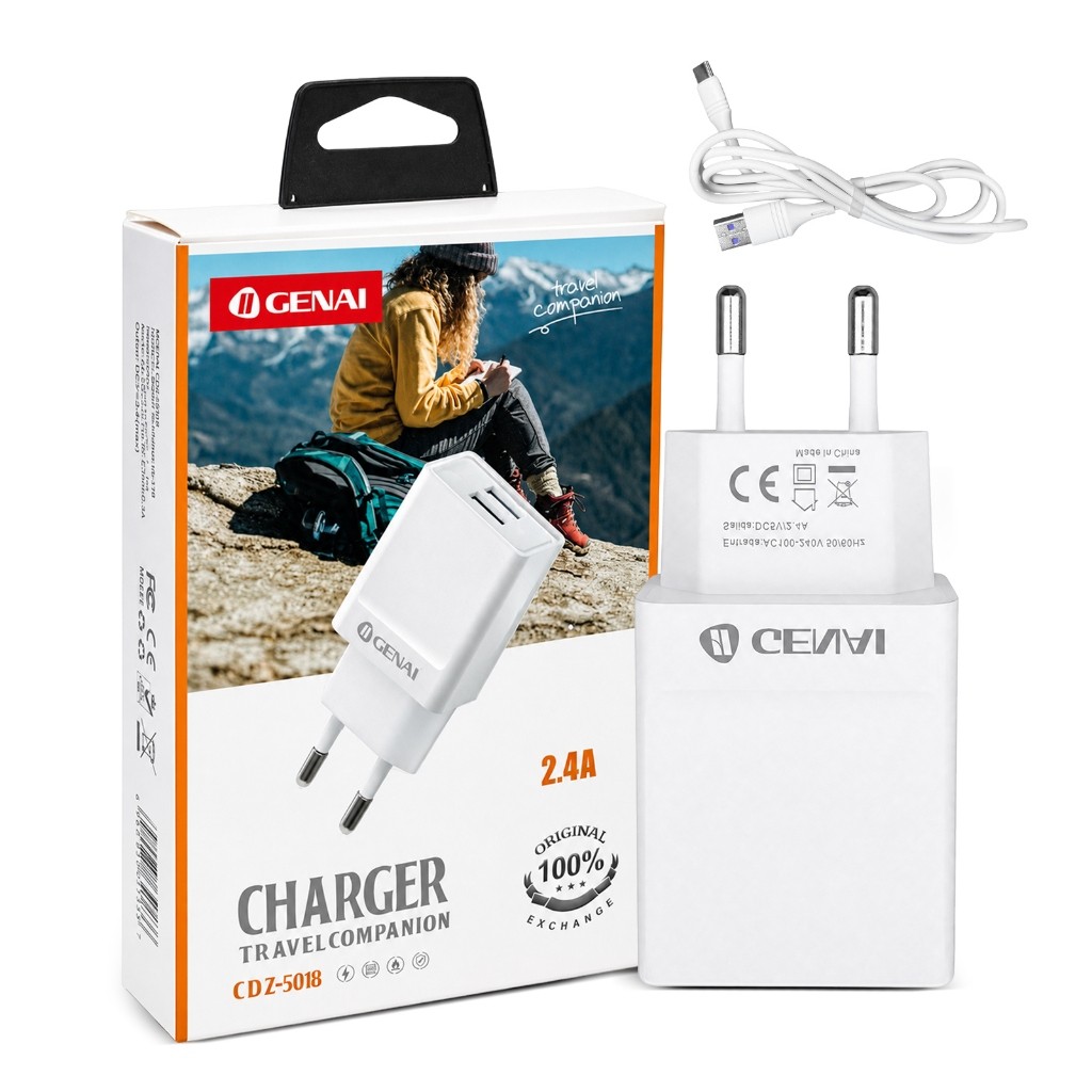 Carregador para Android Type-C com Cabo de 1m (PD 5V/2,4A Lightning)