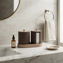 Kit Organizador para Banheiro Porta Algodão e Cotonetes com Tampa Organizador de Bancada, Quarto Bebê
