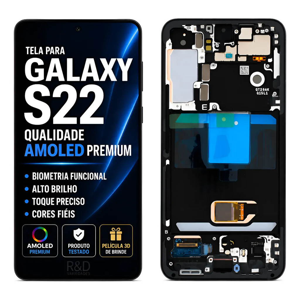 Tela Display Para Galaxy S22 S901 Com Aro Amoled + Biometria