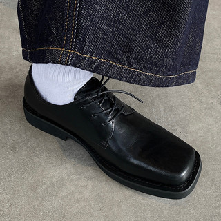 CESONMIE na moda masculina dedo do pé quadrado pequenos sapatos de couro mocassins couro genuíno Casual negócios Derby s